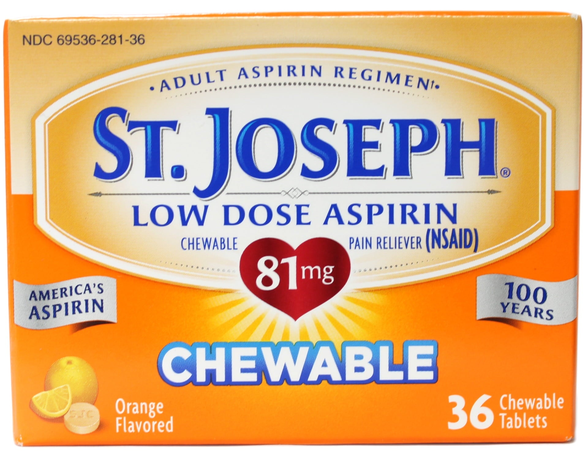 2 Pack St. Joseph Low Dose Aspirin Adult Aspirin Regimen 36 Chewable Tabs Each