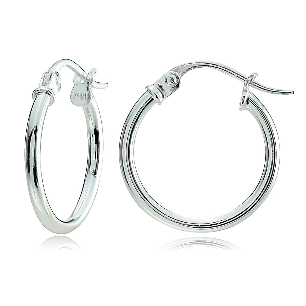 14kt Gold over Sterling Silver 15mm Tricolor Polished Hoop Earring Set