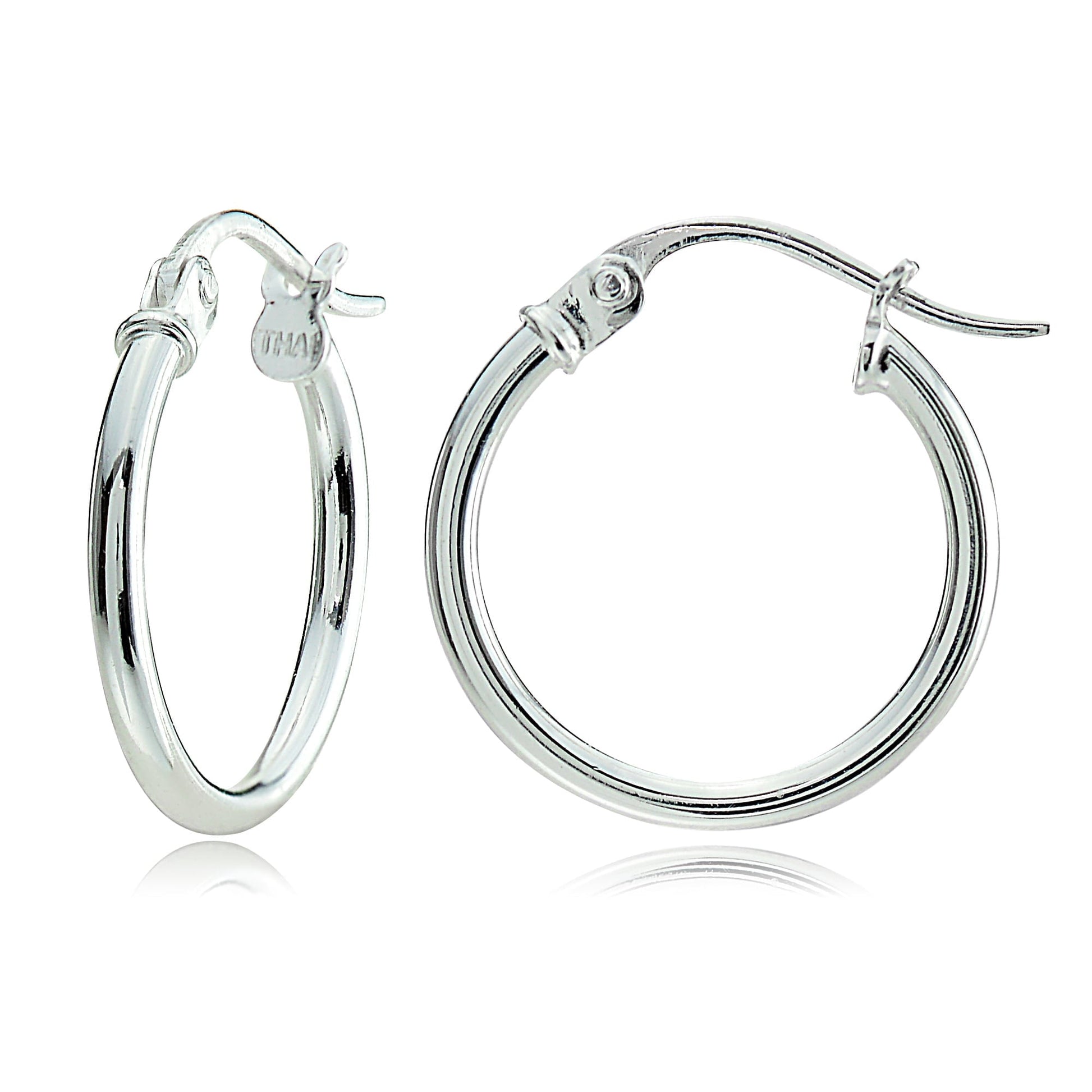 14kt Gold over Sterling Silver 15mm Tricolor Polished Hoop Earring Set
