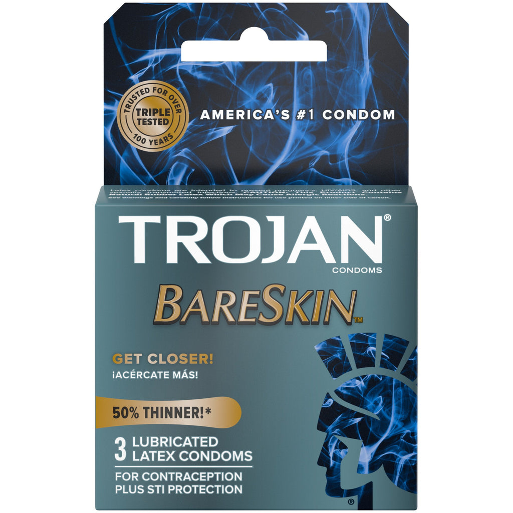 2 Pack Trojan Sensitivity Standard Condoms Bare Skin Lubricated Premium Latex Condoms – 3 Count