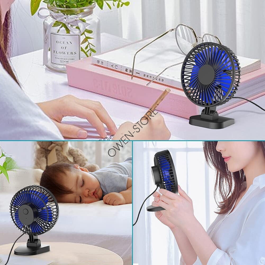 2 Pack 4 inch Mini Desk Fan Strong Airflow 3 Speeds USB Powered Cord Cooling Fan Office