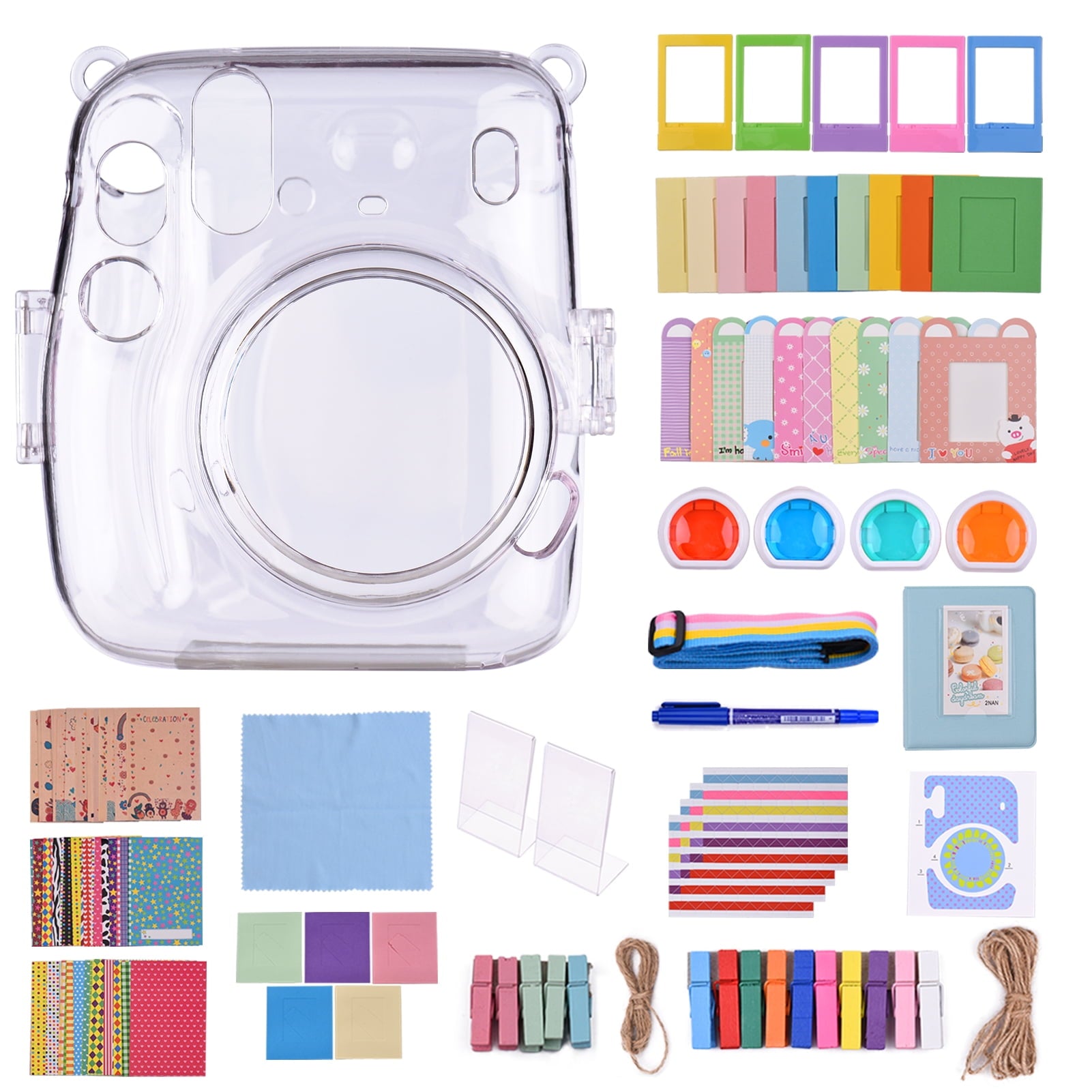 17-in-1 Instant Camera Accessories Kit Replacement for Fujifilm Instax Mini 11 Instant Film Camera with Case/ Album/ Frames/ Lens Filter/ Lanyard and More