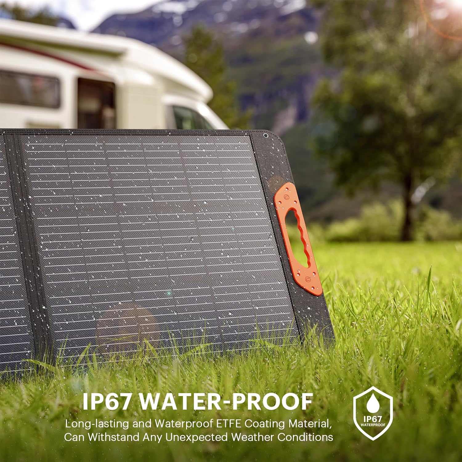 200 Watt Portable Solar Panel for Power Station,RV Essentials,200W 20V Foldable Solar Charger with Solar Cable,23.5% High Efficiency IP67 Waterproof 4 Kickstands for Camping RV Road Trip