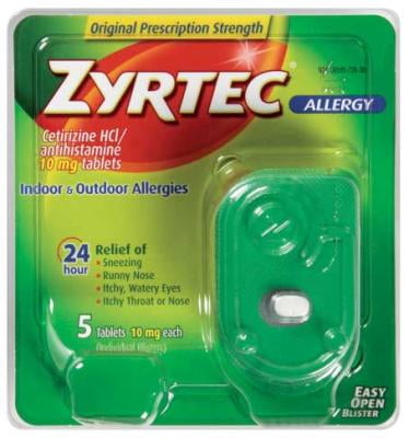 2 Pack – Zyrtec Allergy 10 mg Tablets 5 ea