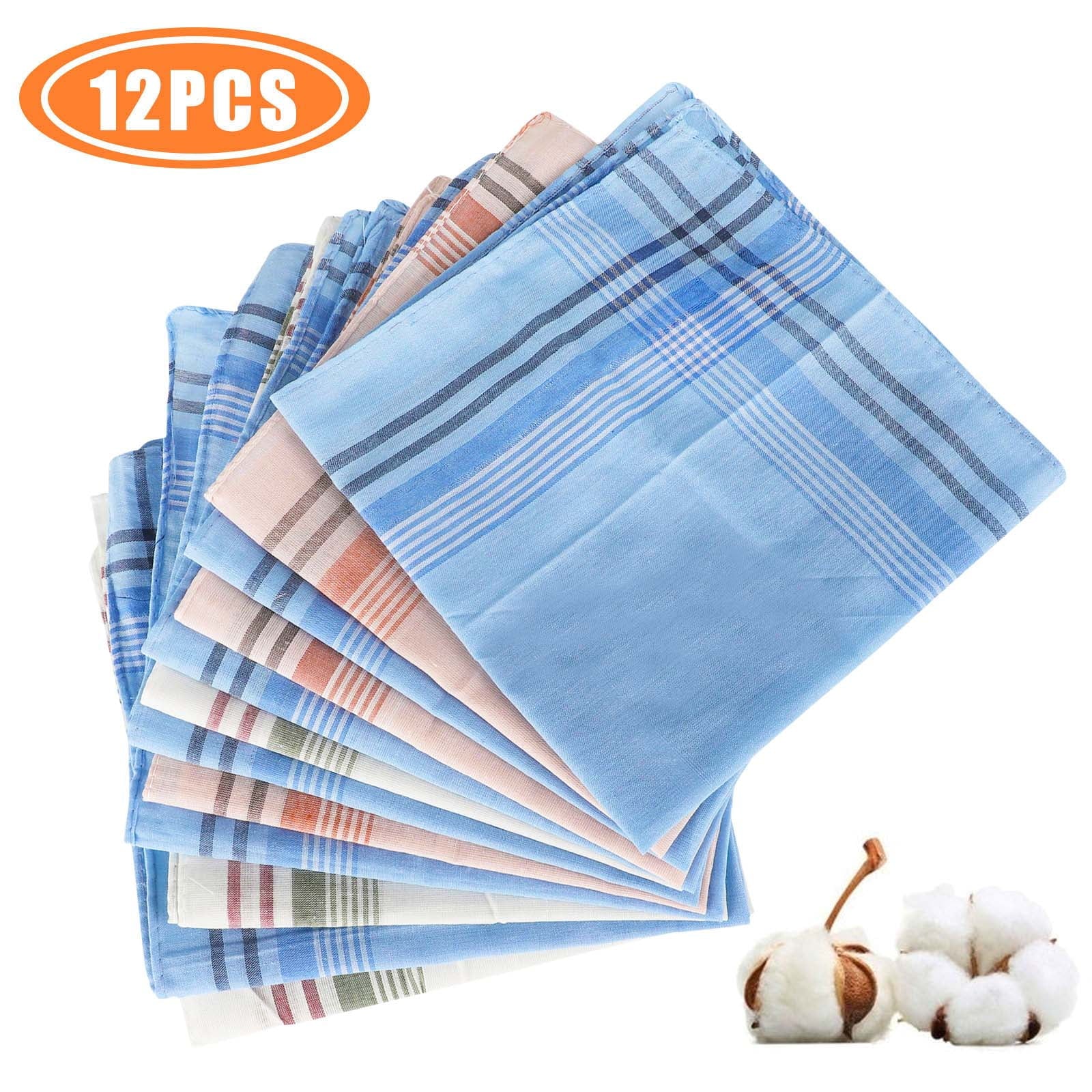 12pcs Handkerchiefs for Men, EEEkit Soft 100% Cotton Pocket Square, Fashion and Classic Men’s Handkerchiefs, Multicolor Plaid Hankies Great for Father’s Day Gift, Assorted Random Color