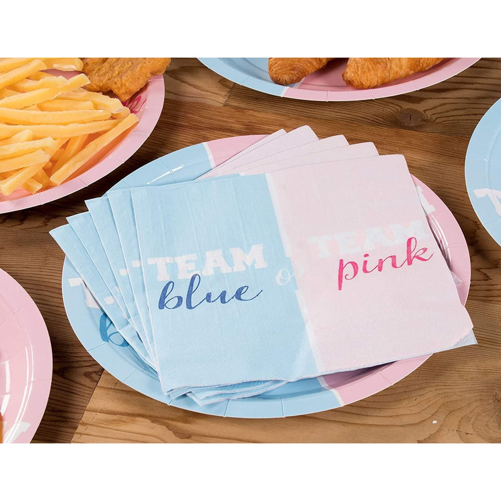 150-Pack Team Blue or Pink Party Napkins, 2-Ply Disposable Paper Luncheon Napkins for Gender Reveal, Baby Shower Supplies, Folded 6.5 inches