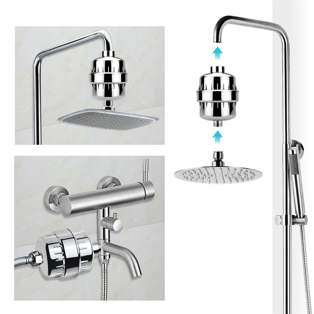 17-Stage Shower Filter with 2 Cartridges, Universal Shower Head Filter for Hard Water Shower Water Filter for Removing Chlorine Fluoride Heavy Metal Odor