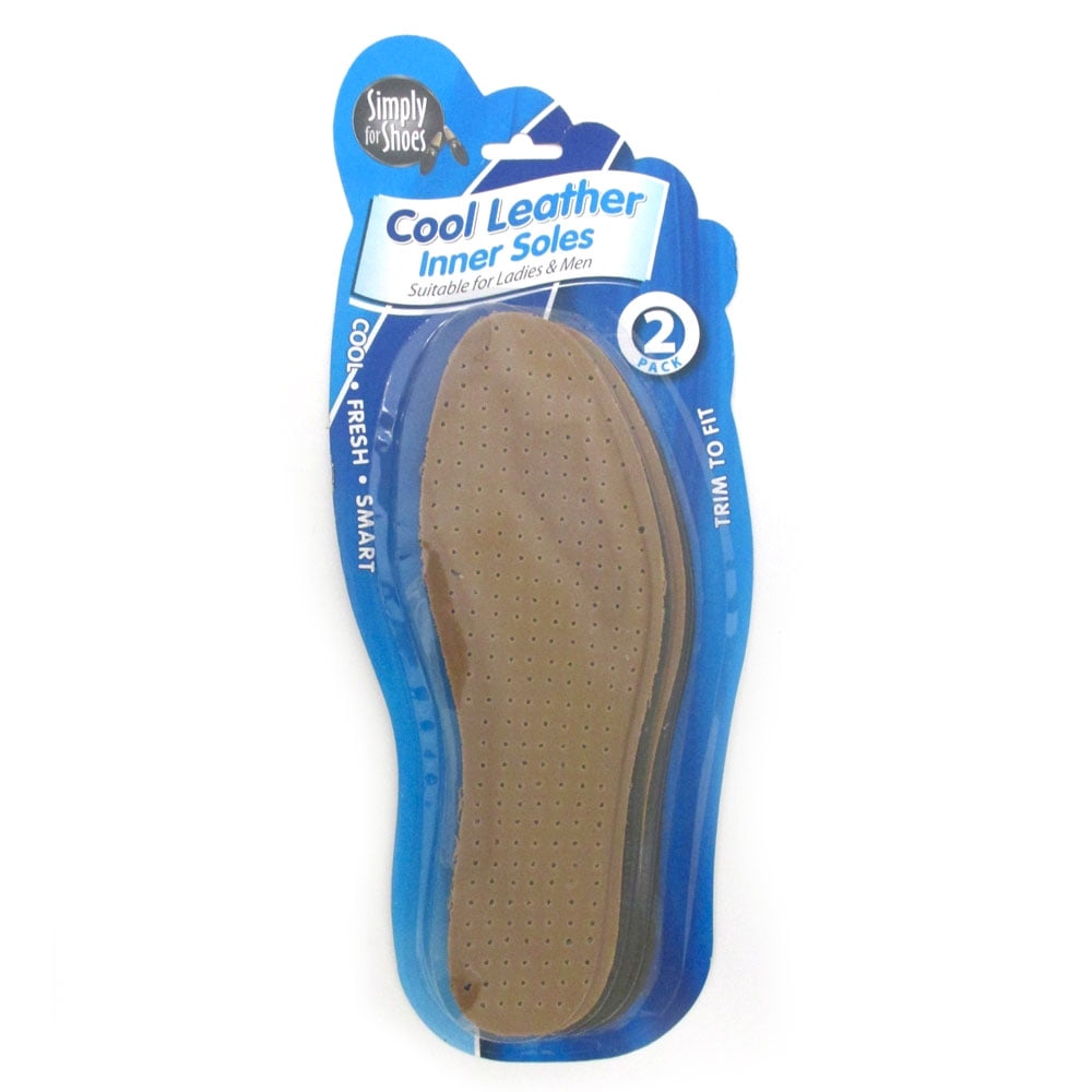 2 Pairs Faux Leather Inner Soles Unisex Insoles Comfortable Cut Size Anti Odor