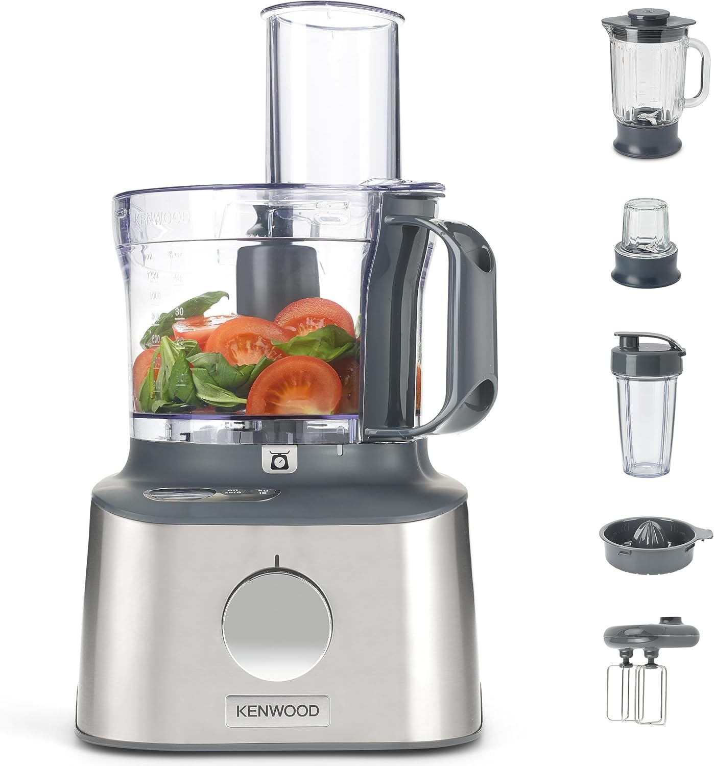 Multifunctional compact + food processor, with built-in scale, equipped with 11 accessories, designed small yet powerful.