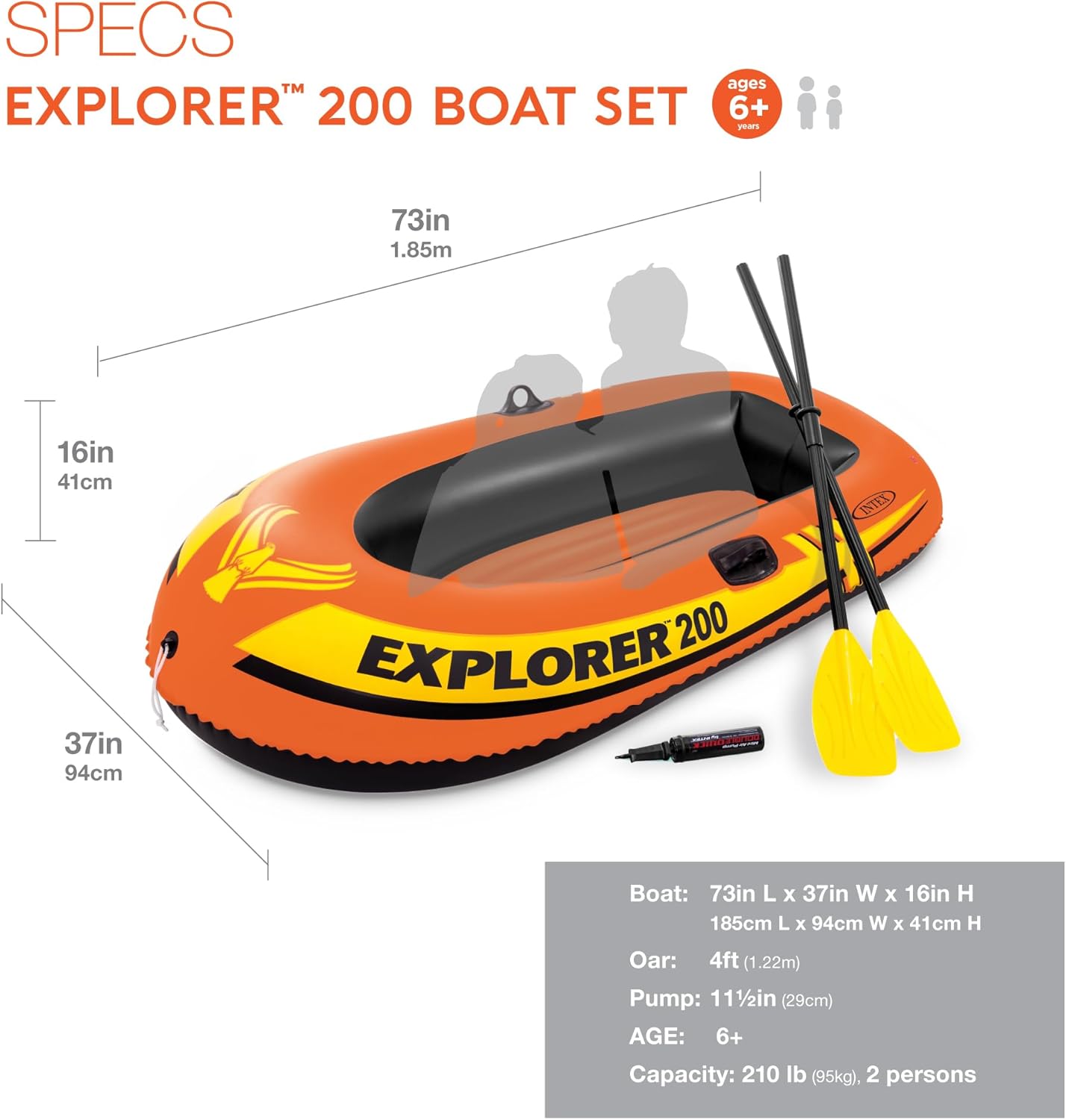 Explorer Inflatable Boat Series: Dual Air Chambers – Welded Oar Locks – Grab Handles – Bow Rope – Sporty Design