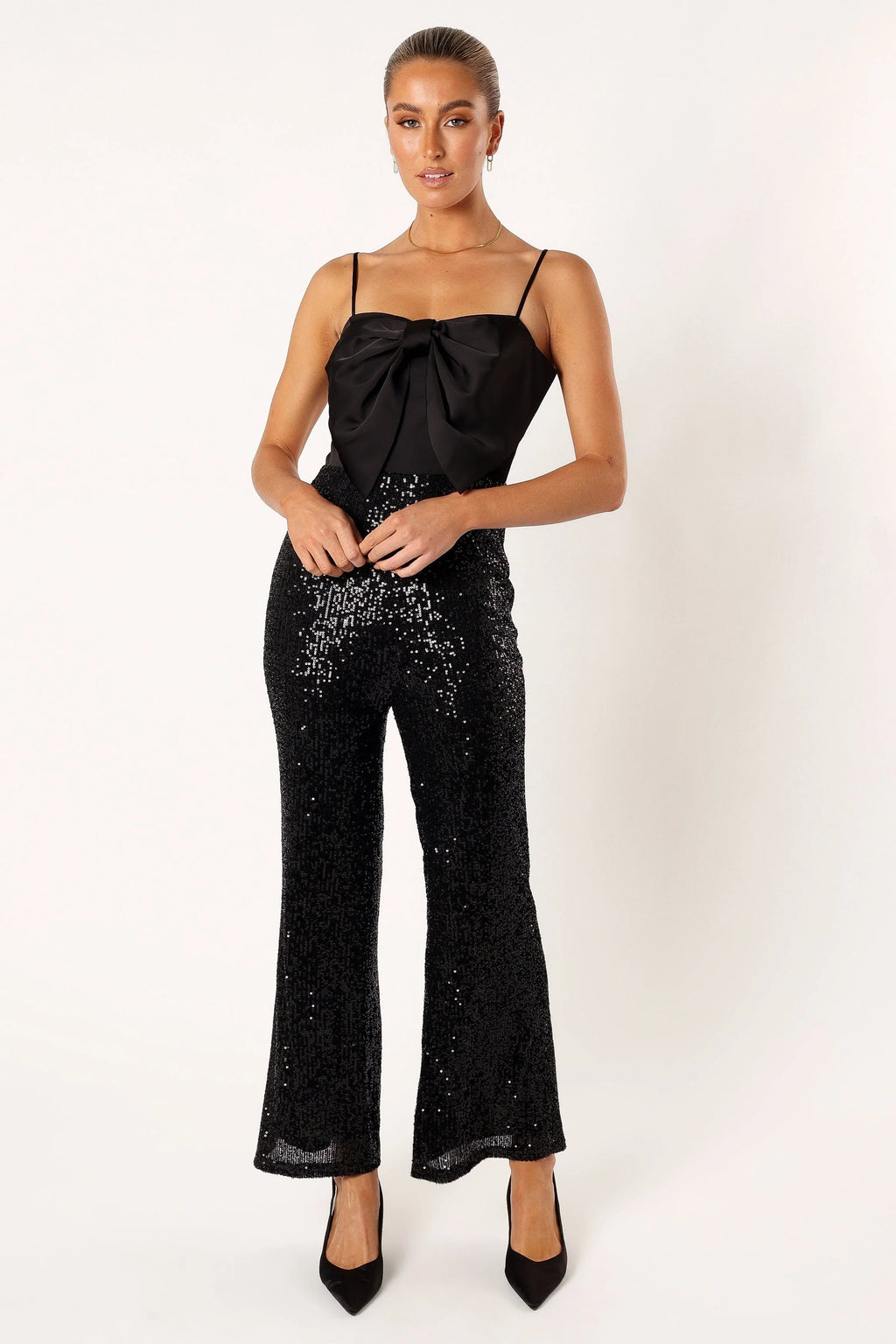 Chiara Sequin Bow-Front Playsuit