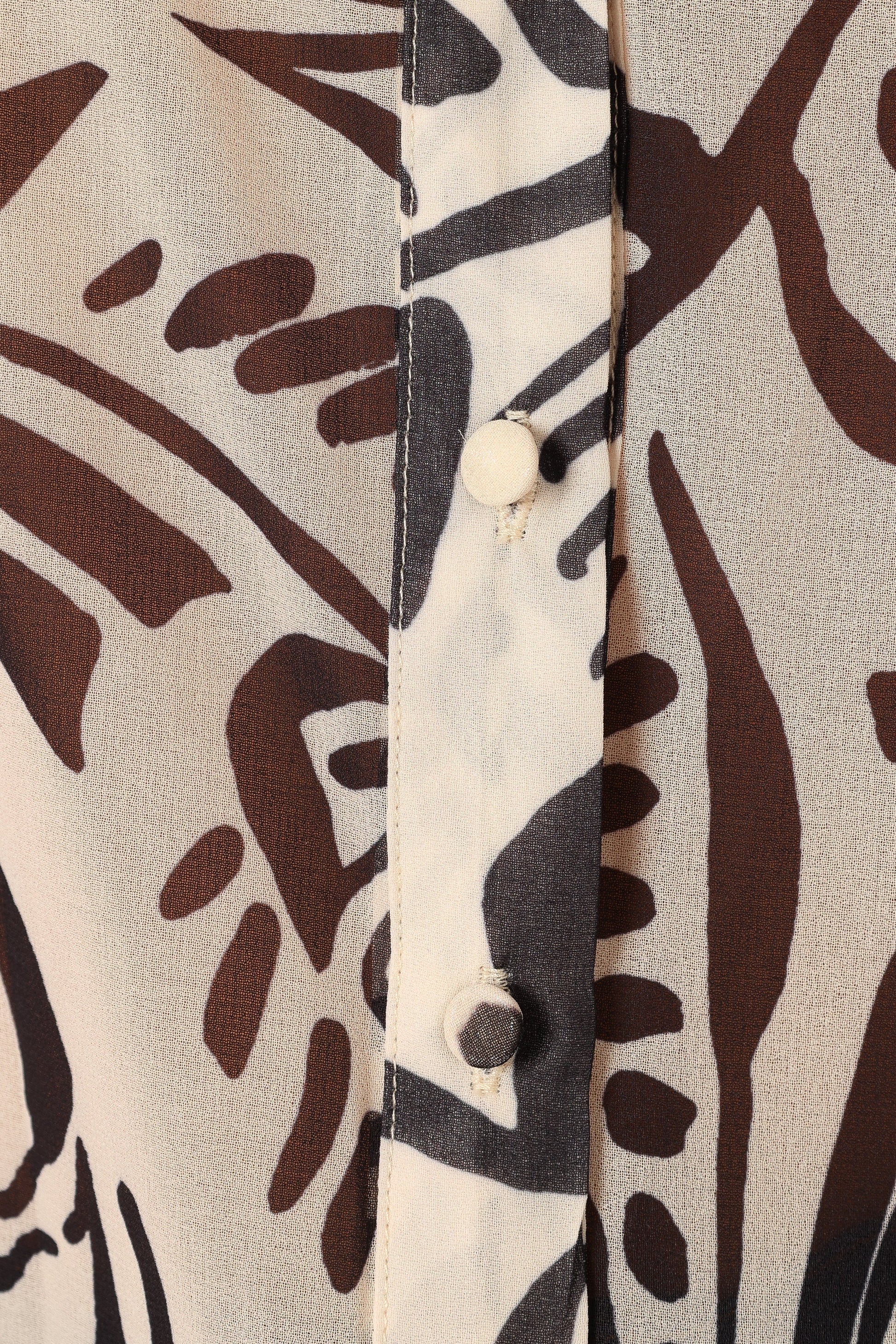 Collared V-Neck Button-Front Blouse