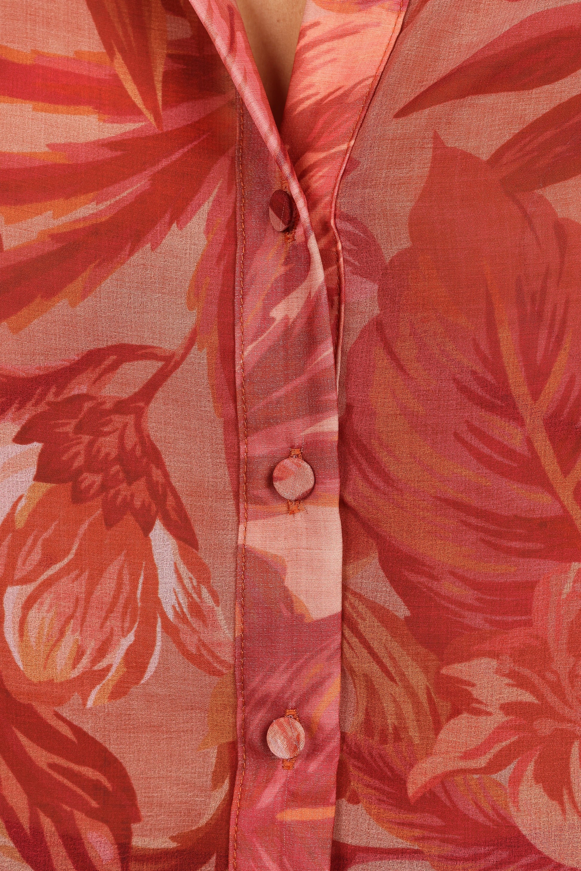 Collared V-Neck Button-Front Blouse