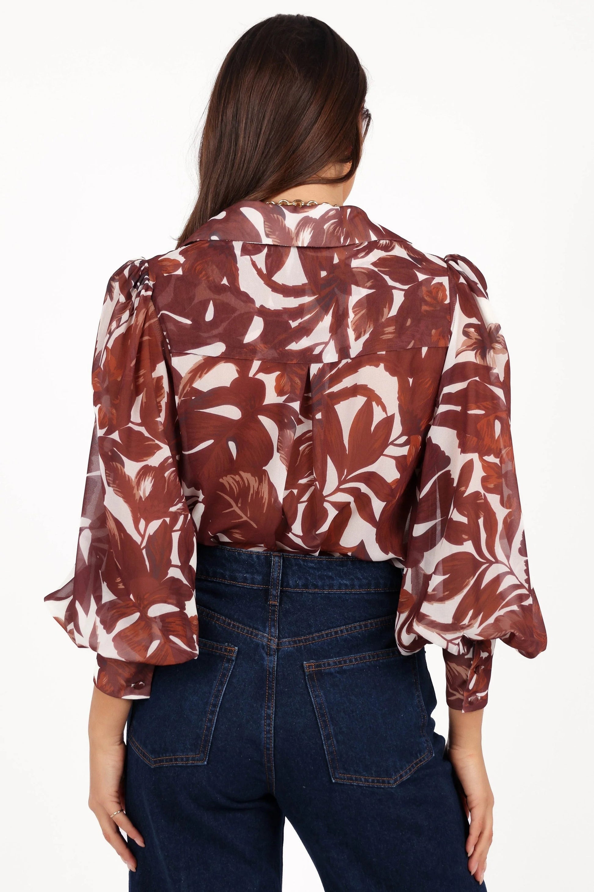 Collared V-Neck Button-Front Blouse