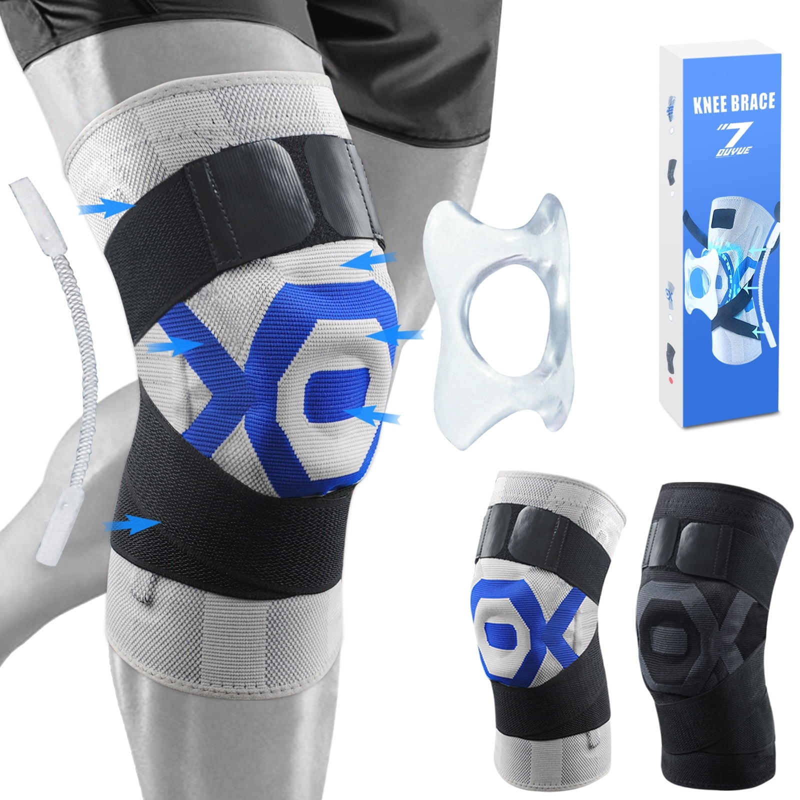 2 Pack Knee Brace | Knee Compression Sleeve for Men & Women | Knee Support for Running | Medical Grade Knee Pads for Meniscus Tear,ACL,Arthritis,Joint Pain Relief.,2*Gray