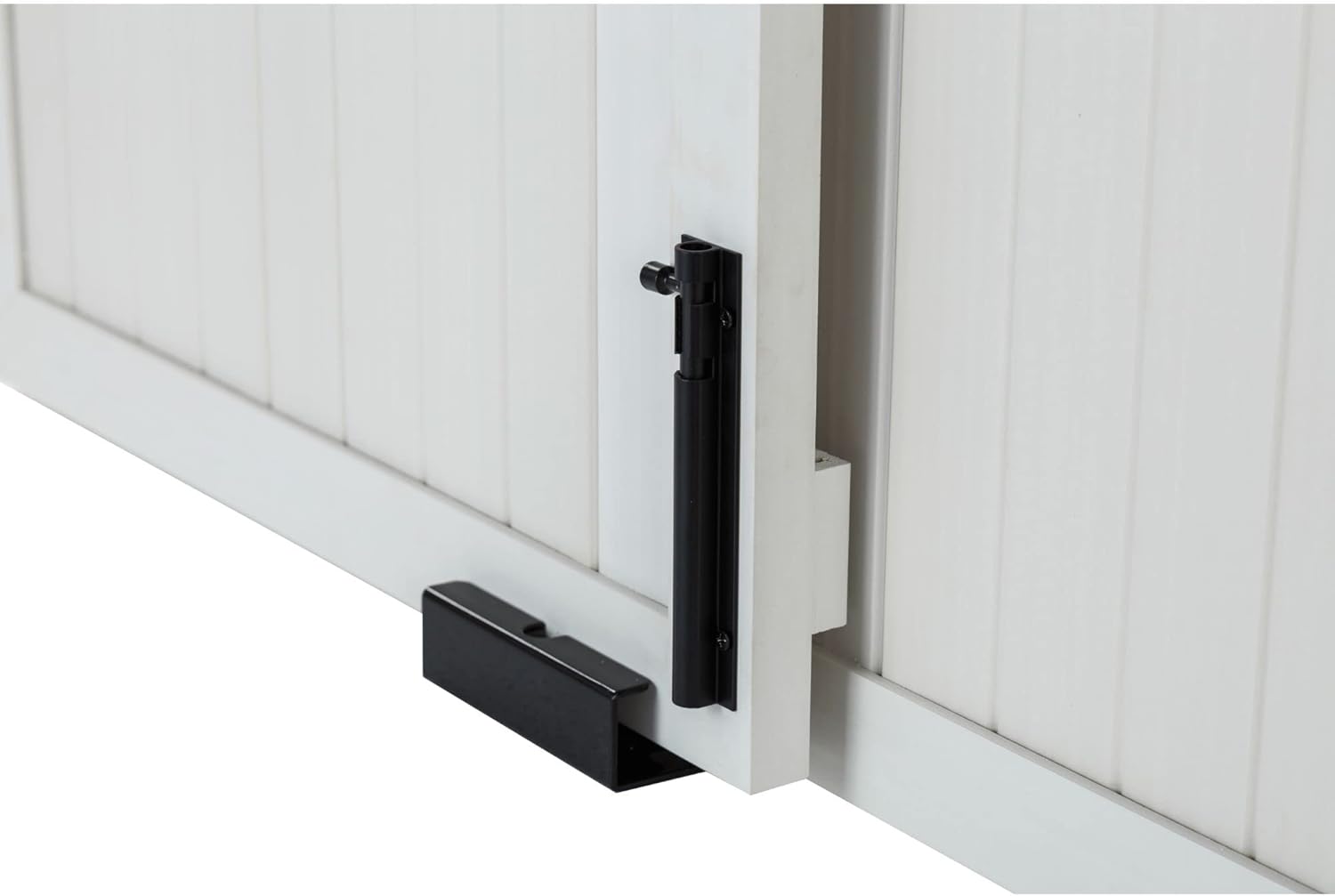 Farm sliding cowshed door furniture-style dog cage - antique white, large size. Unique style, durable and sturdy. Removable seat cushion. Easy to assemble.