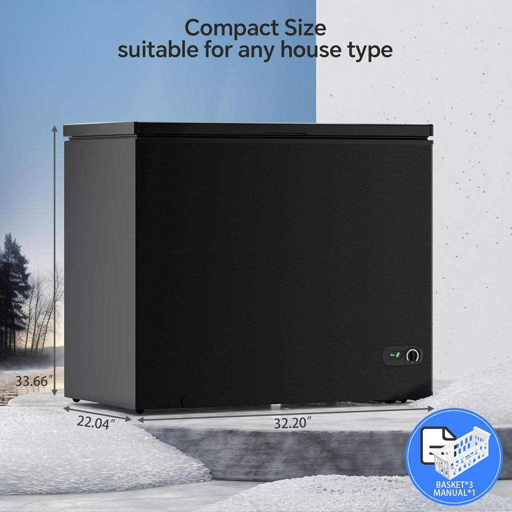 3.5 Cubic Feet Chest Freezer with 2 Removable Baskets Free Standing Top Open Door Compact Freezer with Adjustable Temperature for Home/Kitchen/Office/Bar (3.5 Cubic Feet, White)