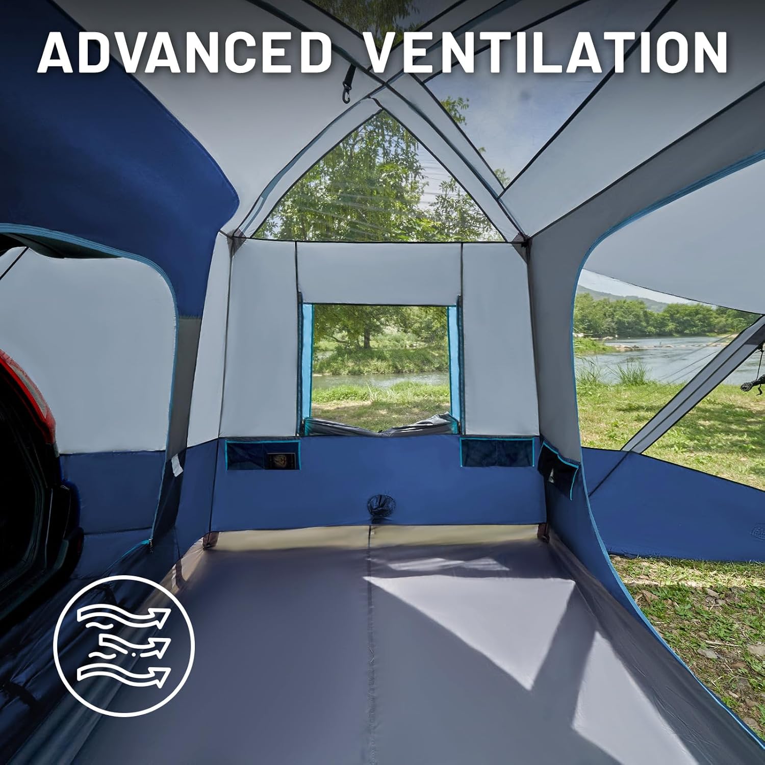 5-9 Person SUV Tent with Screen Porch and Awning for Family Camping, Weather Resistant and Portable Van or Car Tent, Includes Rainfly and Storage Bag, 13' W X 10' L X 7.1' H