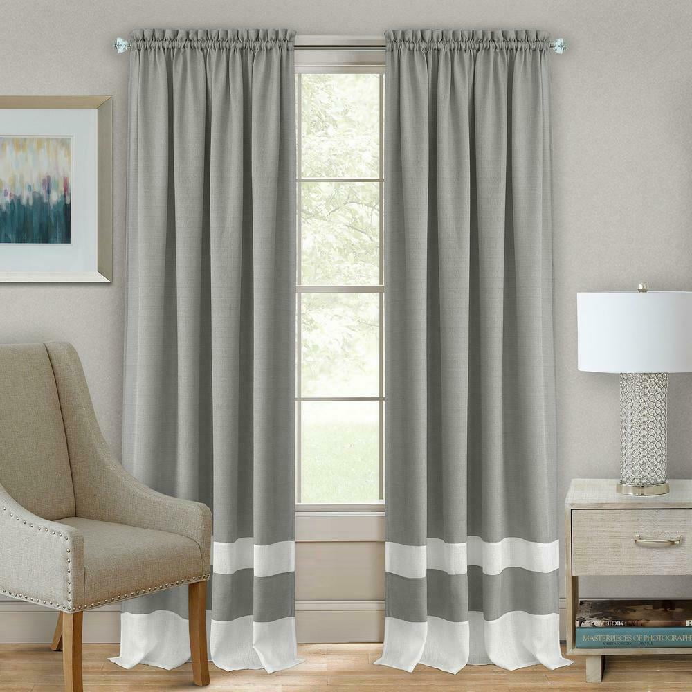 2 Pack Shabby Linen Farmhouse Sheer Flax Window Curtains – Gray, 84 in. Long