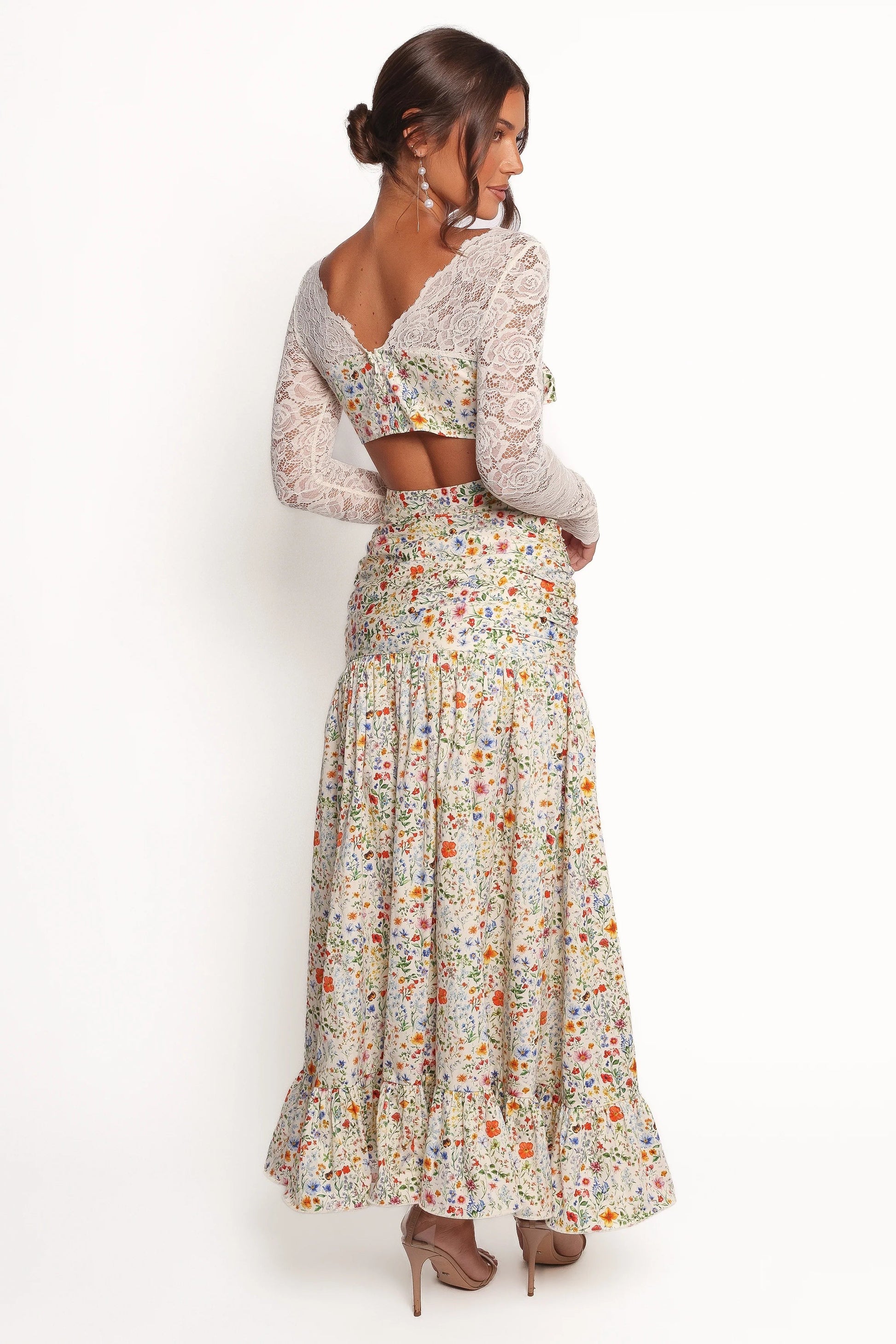 Dara Garden-Floral Drop-Waist Maxi Skirt