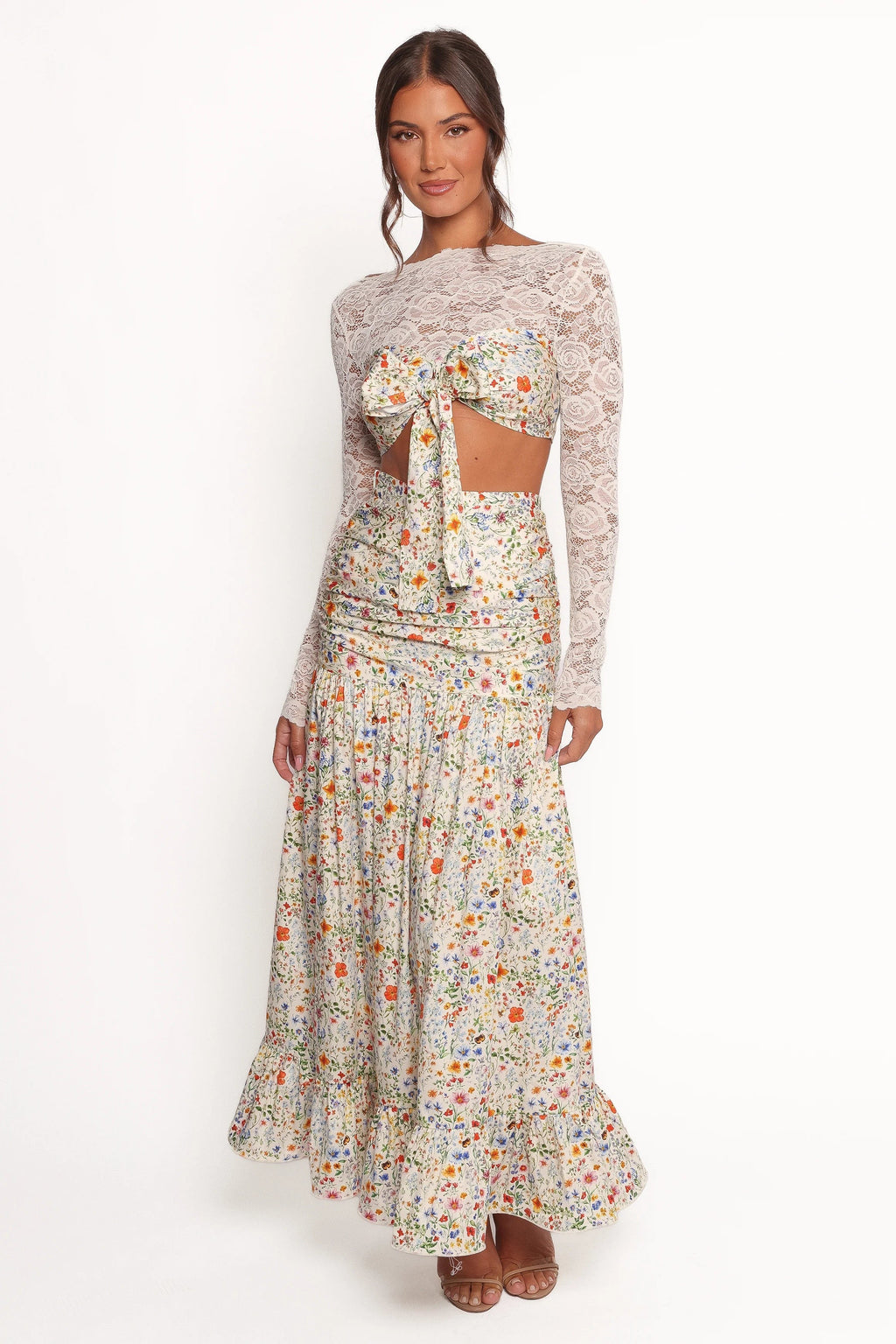 Dara Garden-Floral Drop-Waist Maxi Skirt