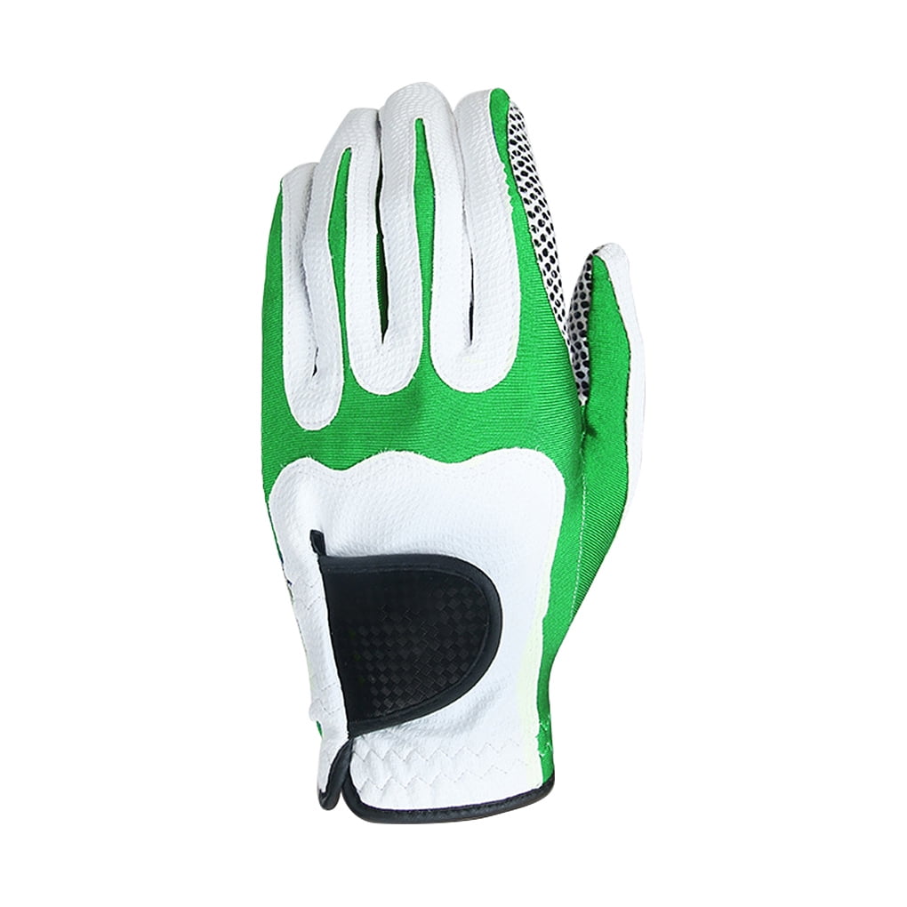 1pc Golf Glove Men Anti-slip Golf Glove Microfiber Elastic Sport Mitten, Left, White Green, ML