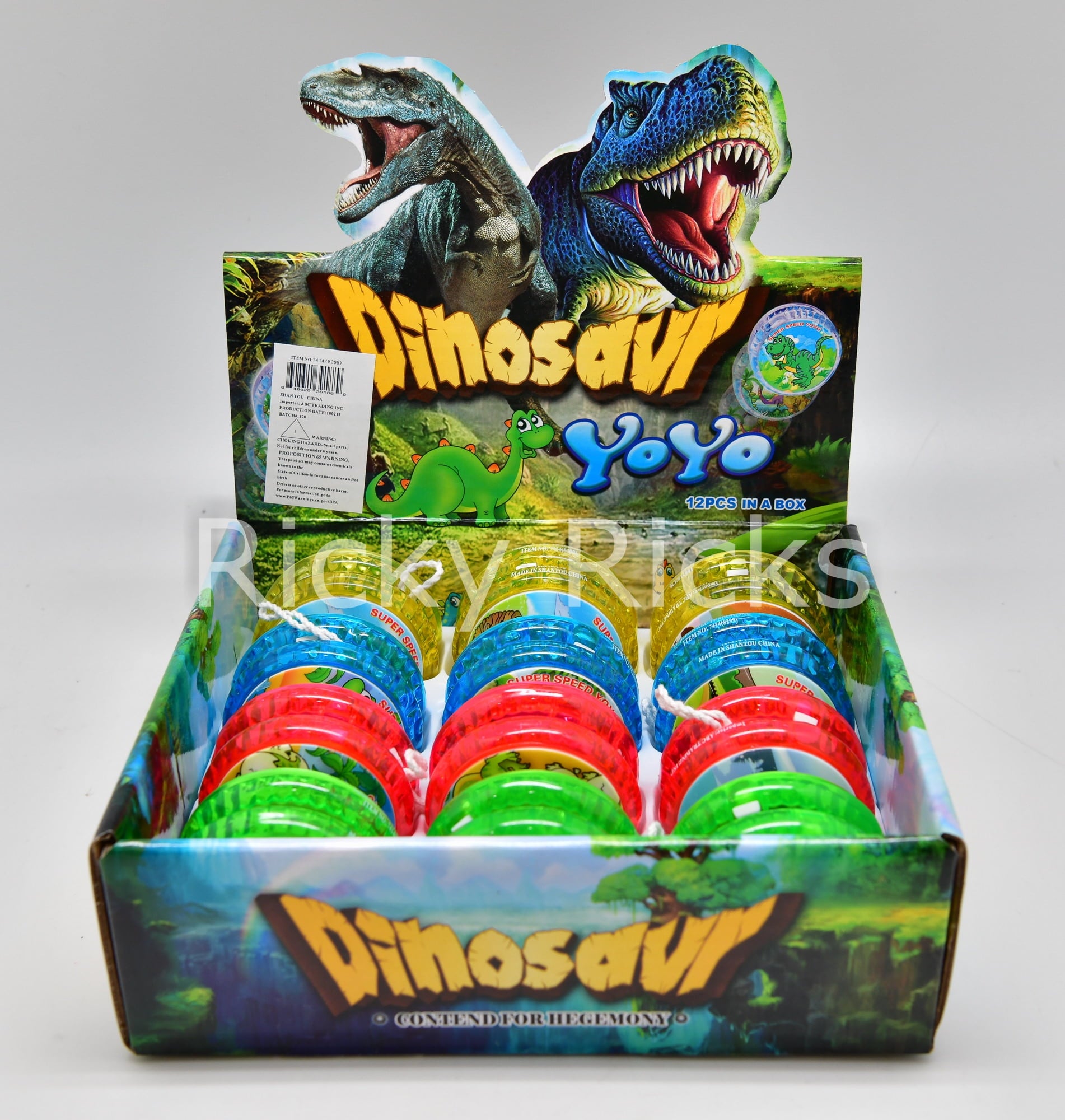 12 Light Up Dinosaur Yo-Yo’s T-Rex Party Bag Fillers Favors Flashing Toys Dinosaurio LED