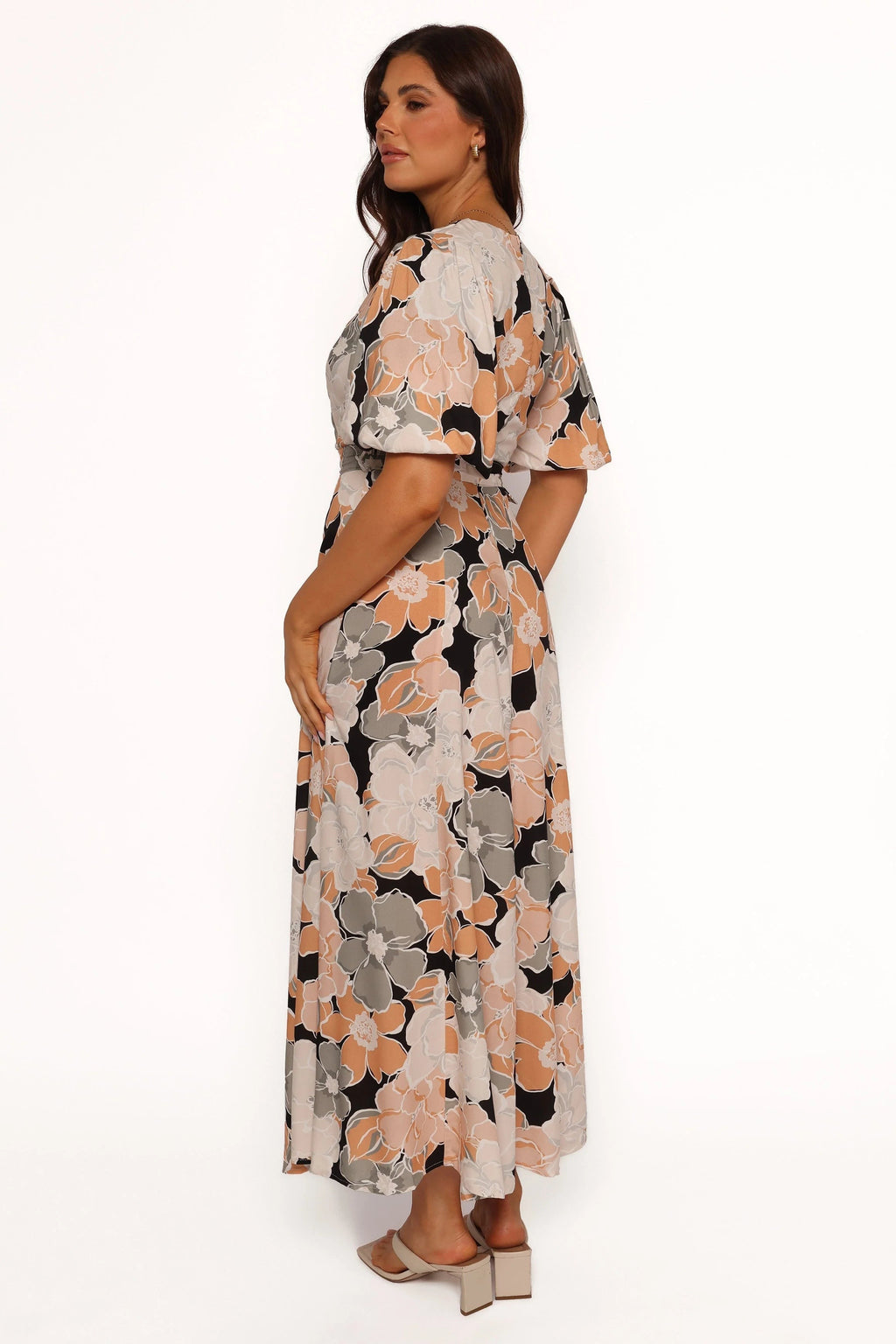 Detachable-Belt Floral A-Line Maxi Dress