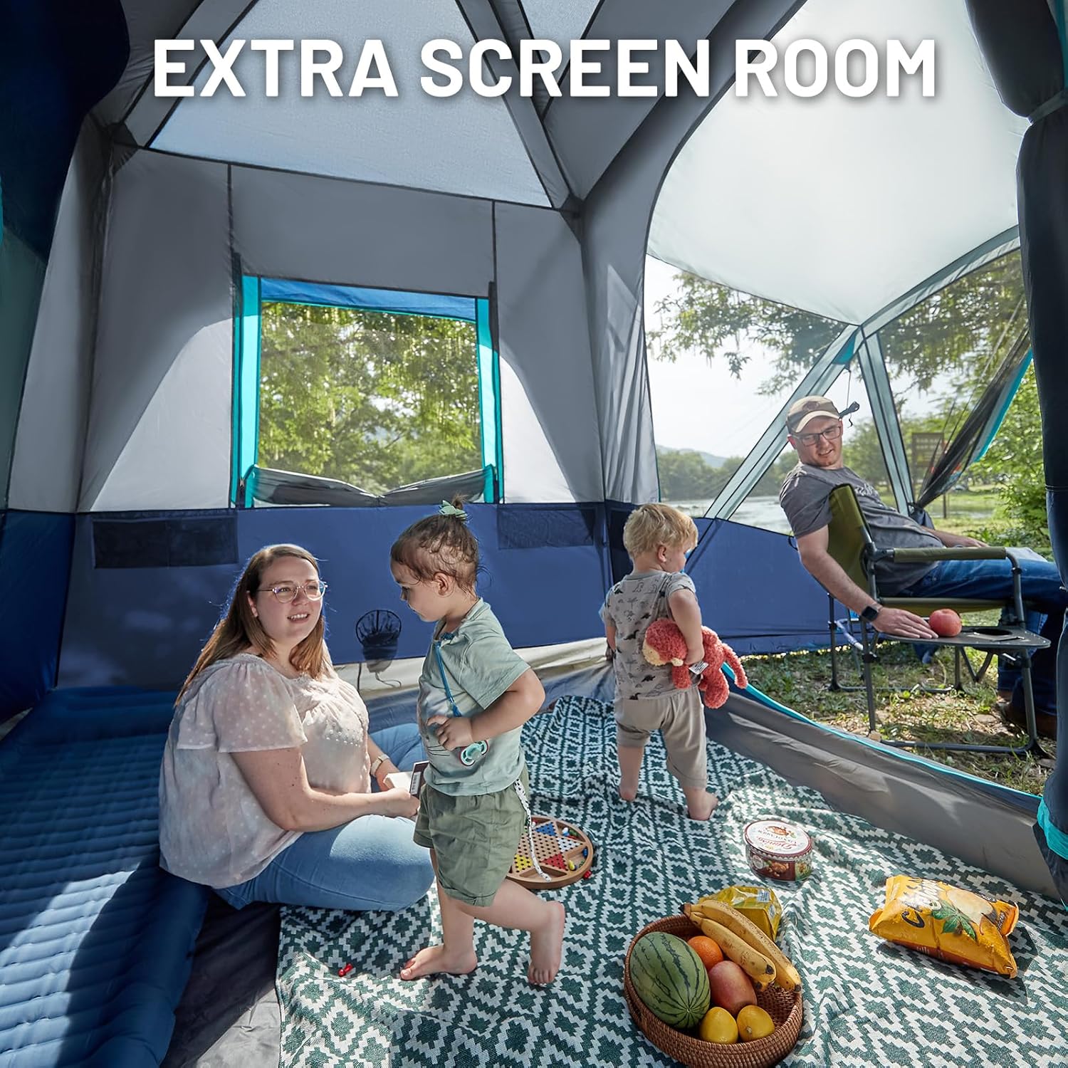 5-9 Person SUV Tent with Screen Porch and Awning for Family Camping, Weather Resistant and Portable Van or Car Tent, Includes Rainfly and Storage Bag, 13' W X 10' L X 7.1' H