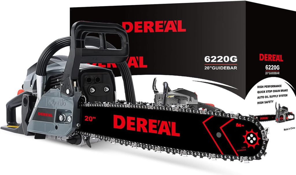 20 Inch 62CC Gas Powered Chainsaw 3.4HP 2 Stroke Engine Gas Power Chain Saw for Cutting Wood Outdoor Garden Farm Home
