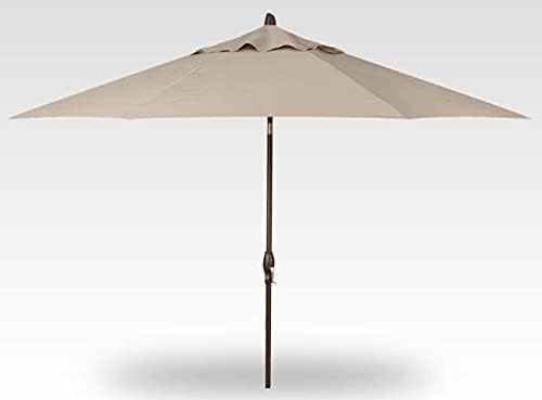 Luxurious automatic tilting octagonal market umbrella, 9 feet long - outdoor terrace, veranda, pool, backyard standalone umbrella - ultra-high strength, equipped with bronze frame and Obrazia 2 fabric (khaki color)
