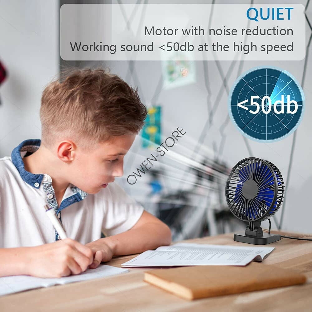 2 Pack 4 inch Mini Desk Fan Strong Airflow 3 Speeds USB Powered Cord Cooling Fan Office