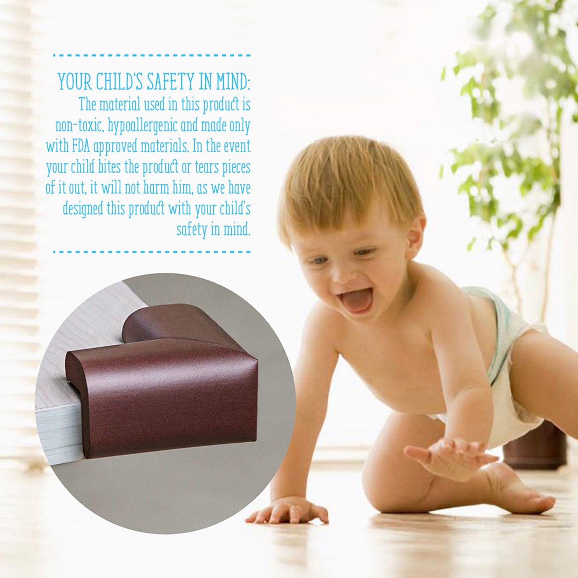 12Pc Baby Proofing Corner Guards Edge Protectors Soft Caring Baby Corners Foam Rubber Table Furniture Bumper Child Safety Safe Corner Cushion Brown