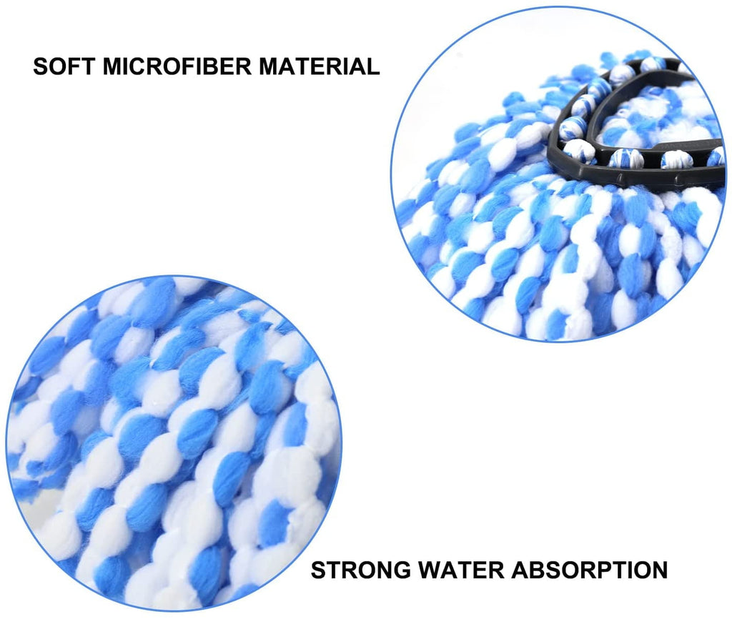 2 Pack Mop Head Refill, KZKR Microfiber Spin Mop Replacement Compatible with rinse clean 2-Tank System Mop Replace Refills