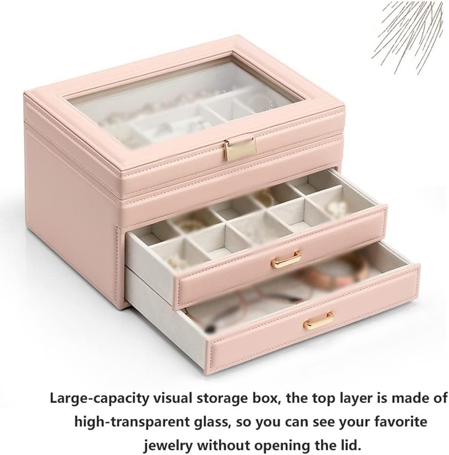 Jewelry Box Jewelry Case PU Leather Jewelry Box Jewelry Storage Box Earring Ear Stud Ring Necklace Organizer Case Jewelry Organizer