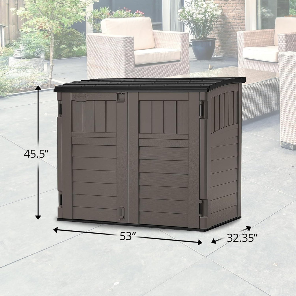 34 Cu. Ft. Horizontal Shed for Outdoor Storage w/Locking System, Stoney/Black