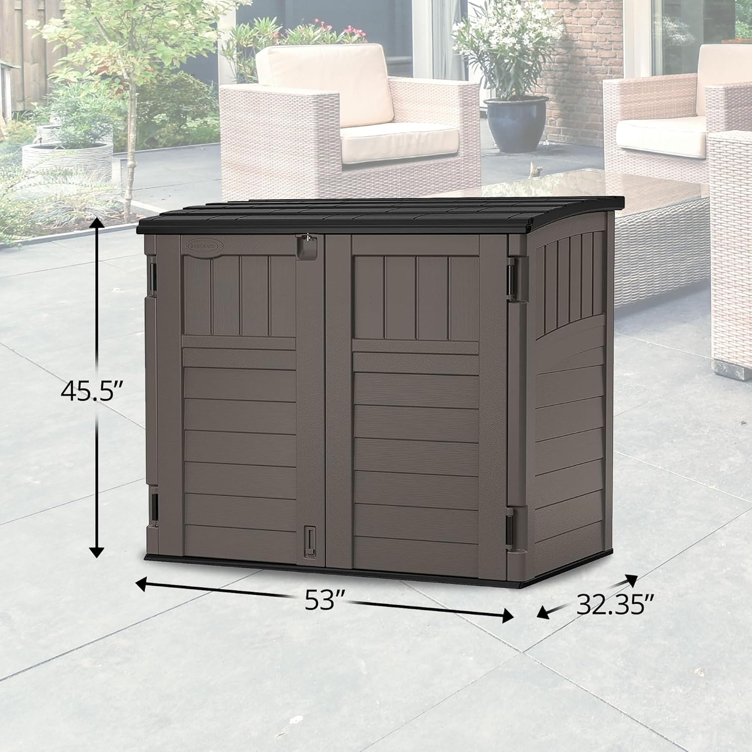 34 Cu. Ft. Horizontal Shed for Outdoor Storage w/Locking System, Stoney/Black
