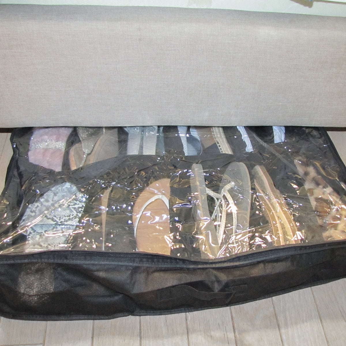12 Pair Under Bed Pull Out Shoe Organizer Hidden Clear Storage Bag Closet Floor Shoes Holder
