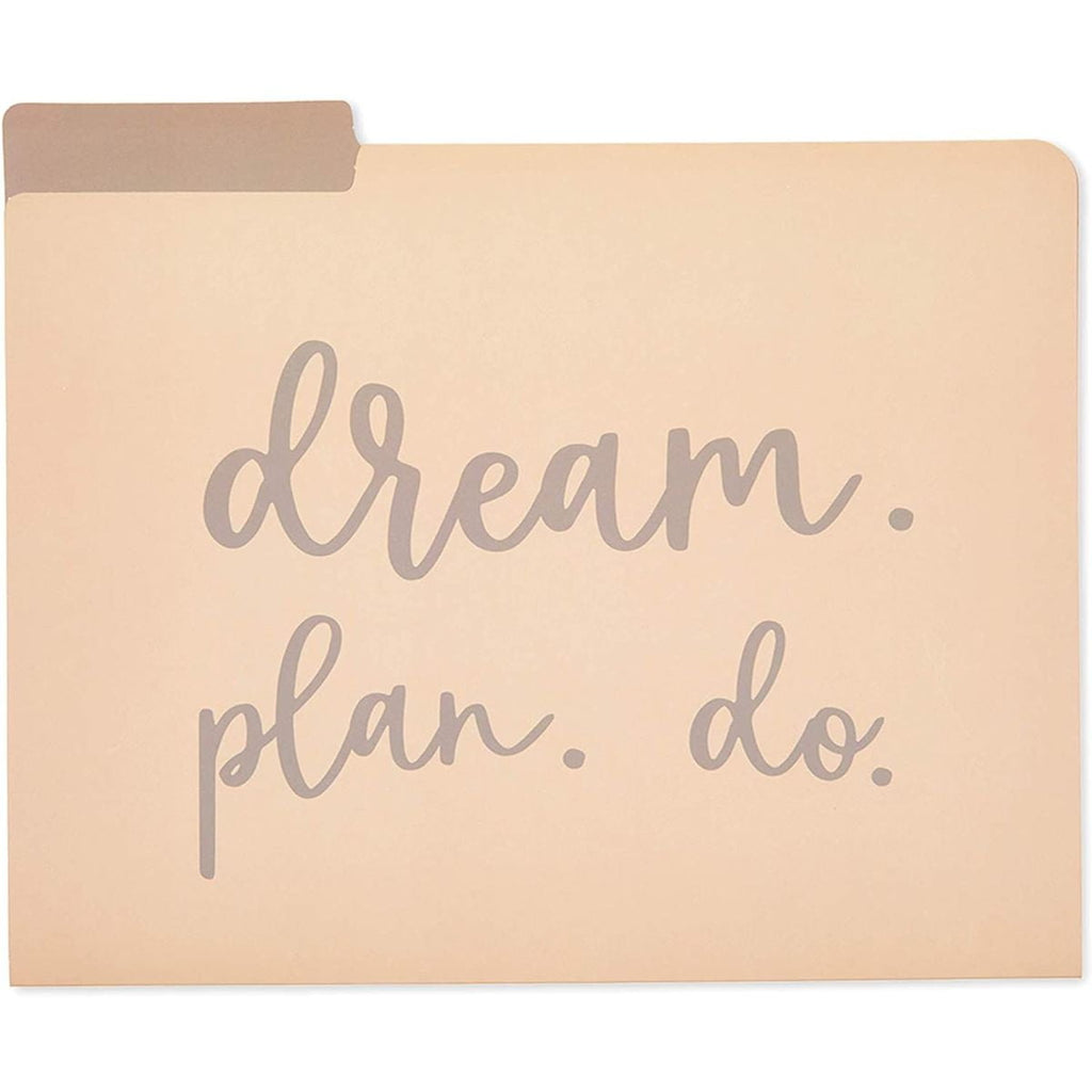 12 Pack Decorative File Folder System, 1/3 Cut Top Tab Pocket Holder Organizer, 6 Motivational Quotes Designs