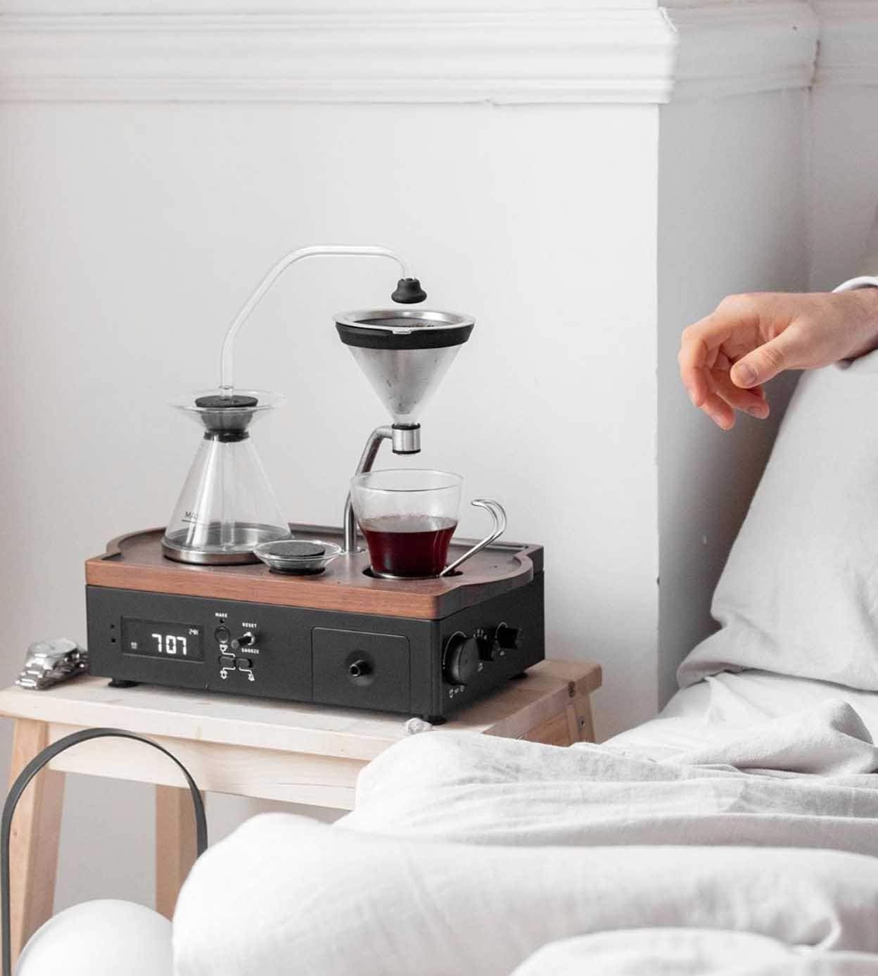 Coffee Alarm Clock Coffee Maker- Black Walnut