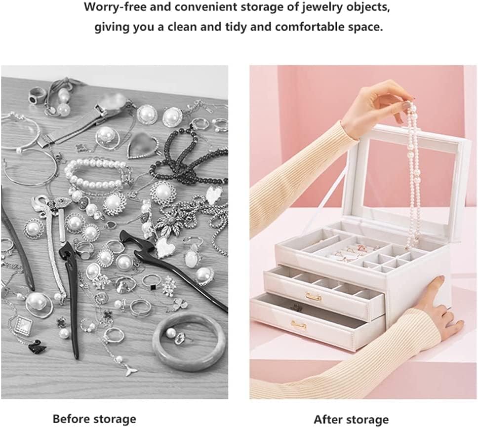 Jewelry Box Jewelry Case PU Leather Jewelry Box Jewelry Storage Box Earring Ear Stud Ring Necklace Organizer Case Jewelry Organizer