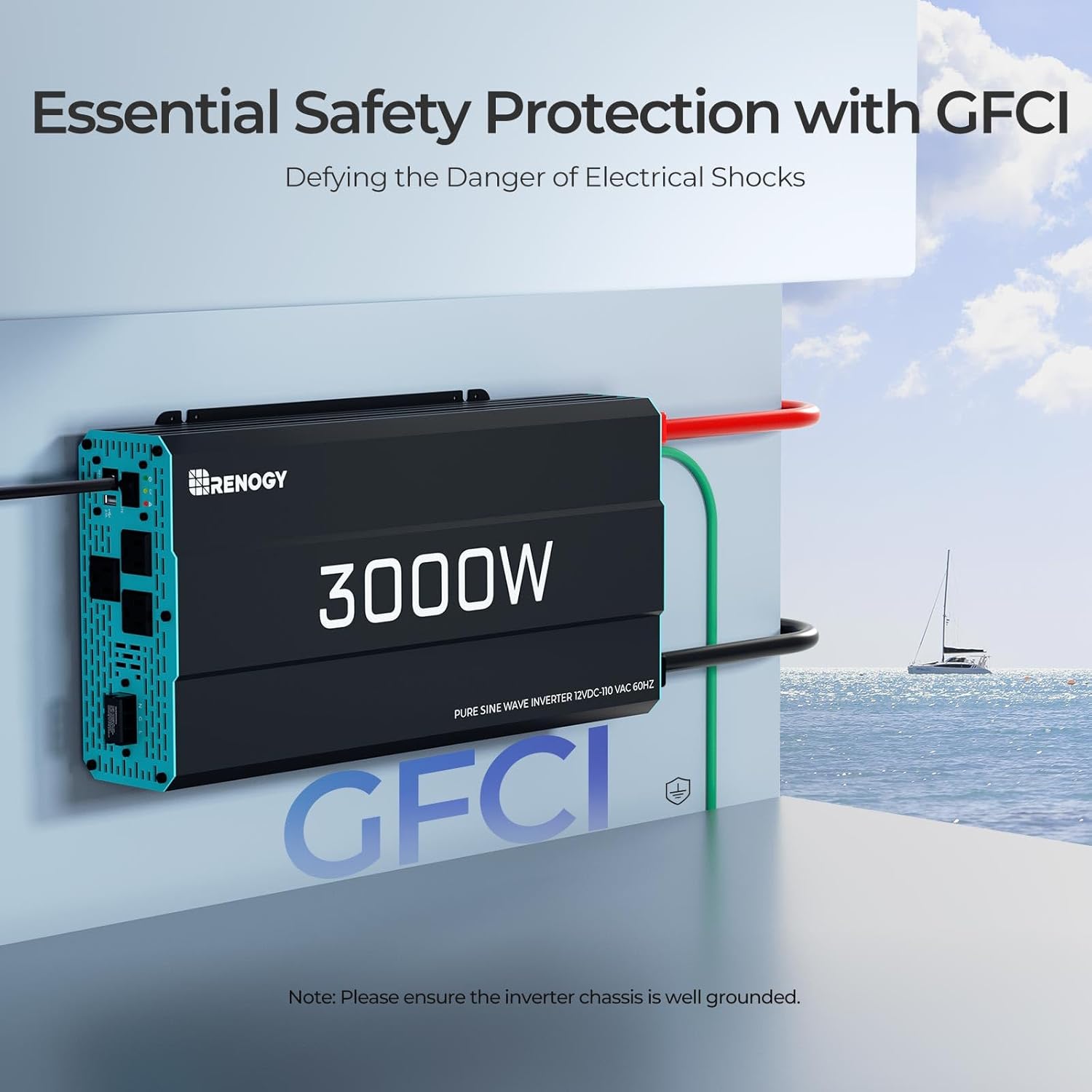 3000W Pure Sine Wave Inverter 12V DC to 120V AC Converter for Home, RV, Truck, Off-Grid Solar Power Inverter 12V to 110V with Built-in 5V/2.1A USB / Hardwire Port, Remote Controller