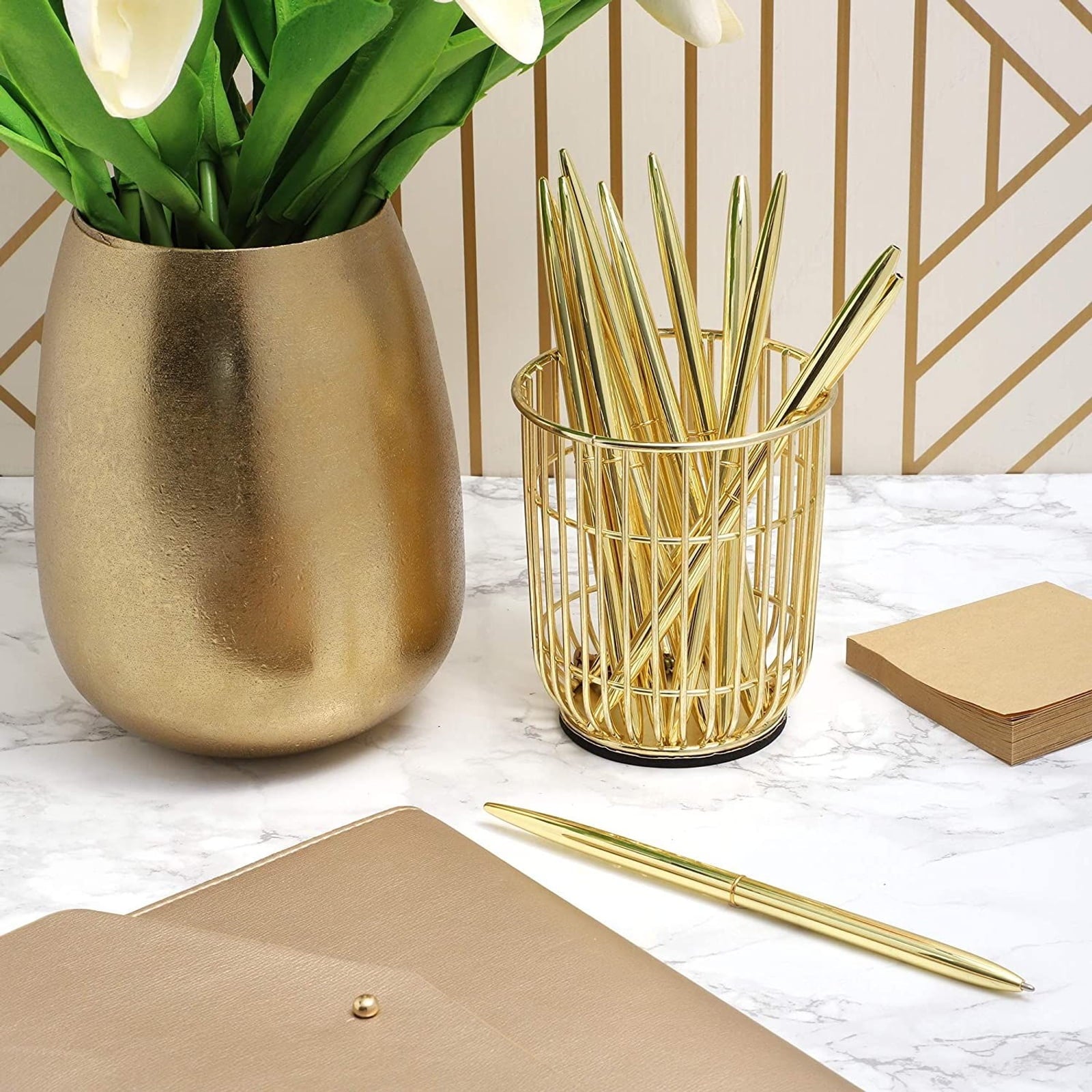 12 Pack Gold Ballpoint Pen Set for School and Office Supplies, 6.4 in