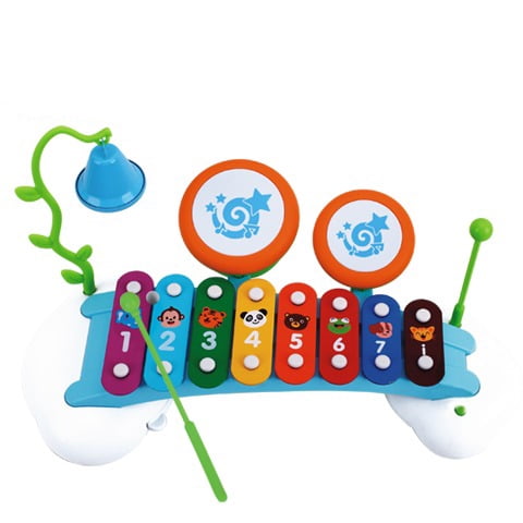 15′ Rainbow Xylophone Piano Bridge For Kids W/ Ringing Bell And Drums