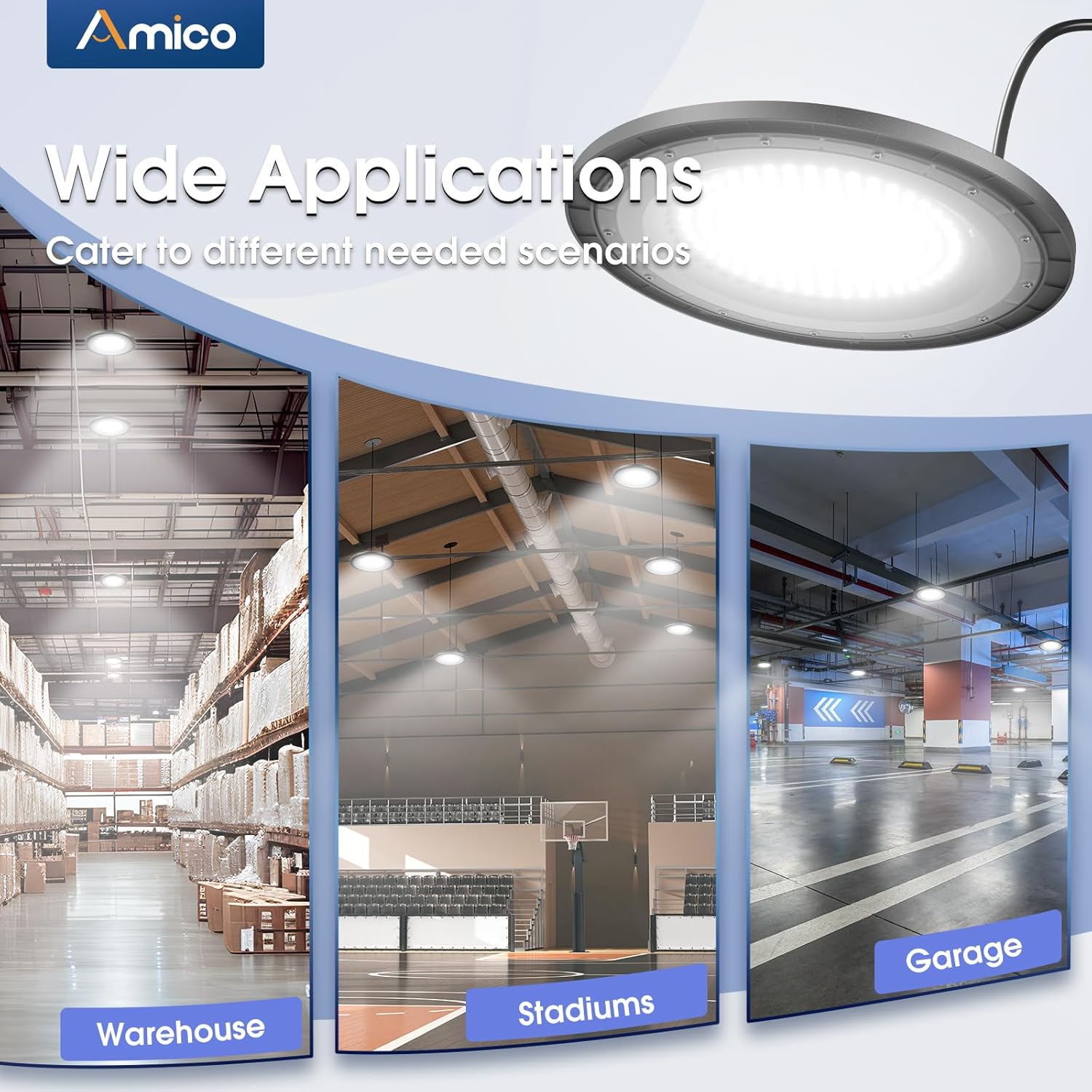 200-watt, 10 sets of UFO lamps, LED ceiling lights, 28,000 lumens, 5000K LED ceiling lights, 5-foot cable, can replace 650-watt metal halide/hot mercury lamps, suitable for gyms, factories, barns and warehouses.