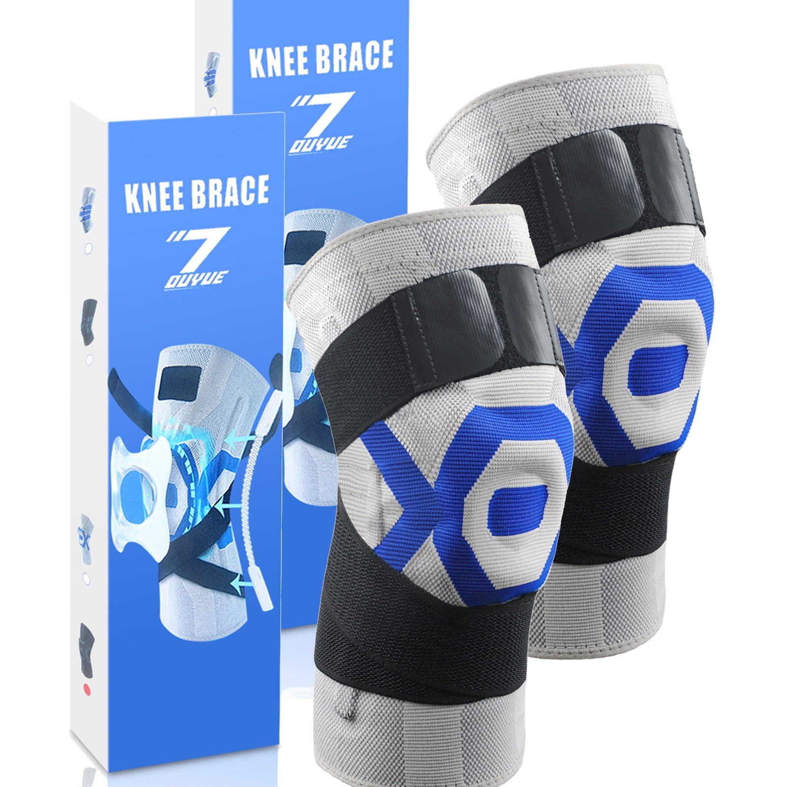 2 Pack Knee Brace Compression Sleeve,Best Knee Braces for Men Women,Medical Grade Knee Support Protector for Running,Meniscus Tear,Arthritis,Joint Pain Relief,Sports Injury Recovery,2*Gray