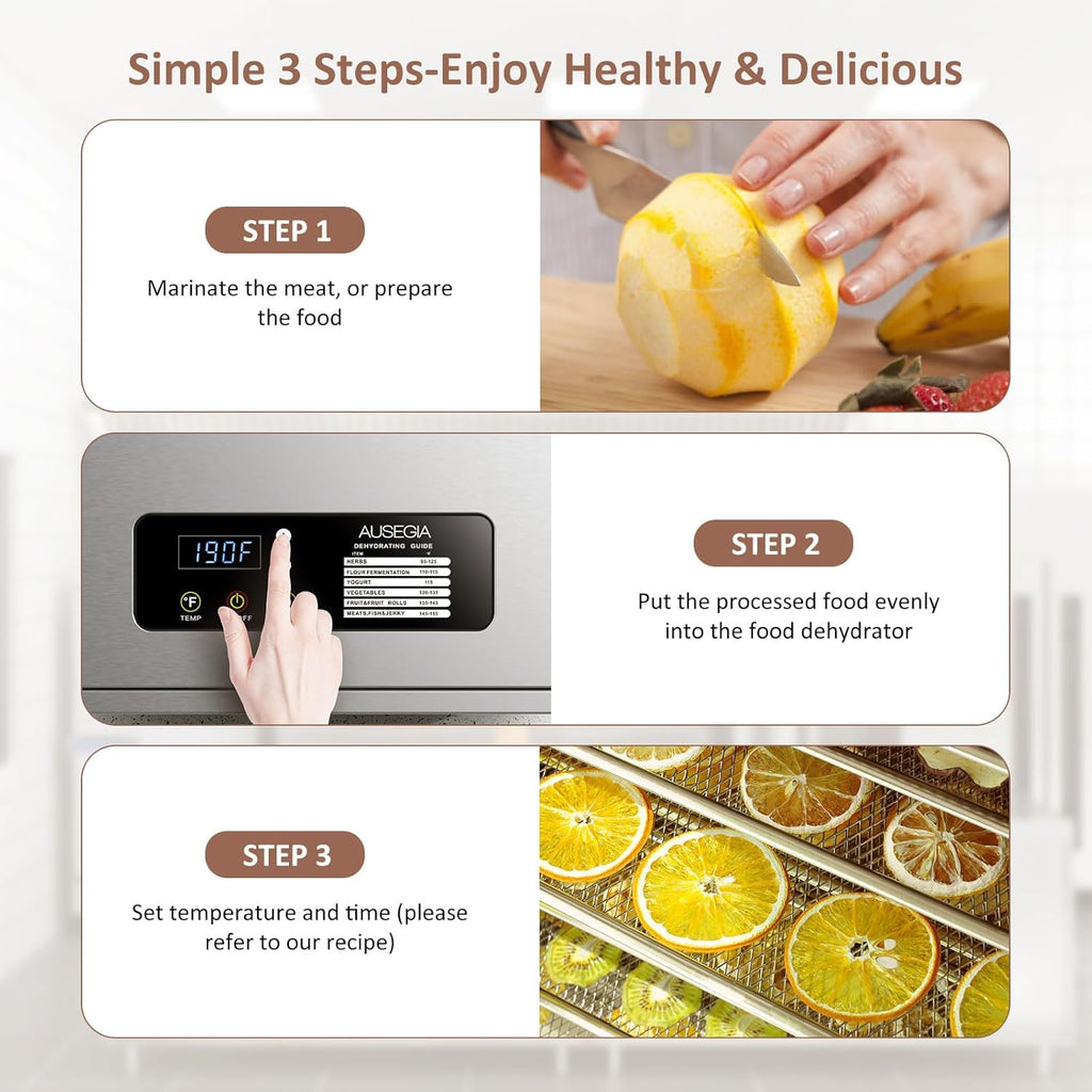 Commercial Large 12 Trays Food Dehydrator, Usable Area up to 22.67ft², 1200W Full Stainless Steel Dryer Machine, up to 190℉ Temperature, for Meat, Fruit, Veggies, Beef, Herbs, Pet Foods