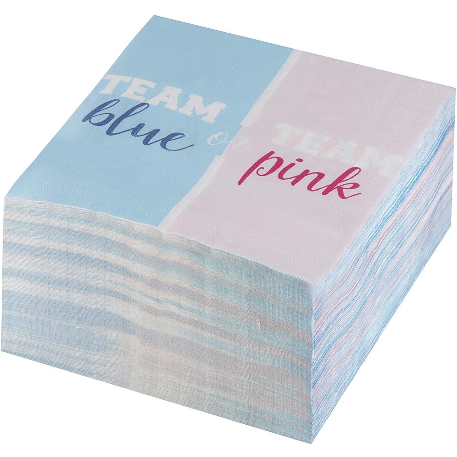 150-Pack Team Blue or Pink Party Napkins, 2-Ply Disposable Paper Luncheon Napkins for Gender Reveal, Baby Shower Supplies, Folded 6.5 inches