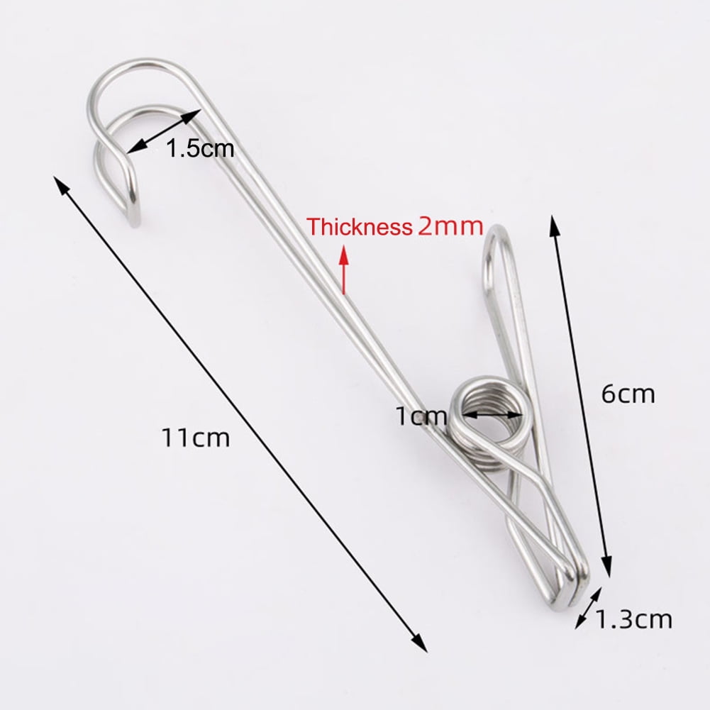 12pcs Stainless Steel Ordinary Note Pad Hook Clip Student Stationery Supplies Hanger Balcony Quilt Laundry Windproof Hanging Clamp Towel Holder