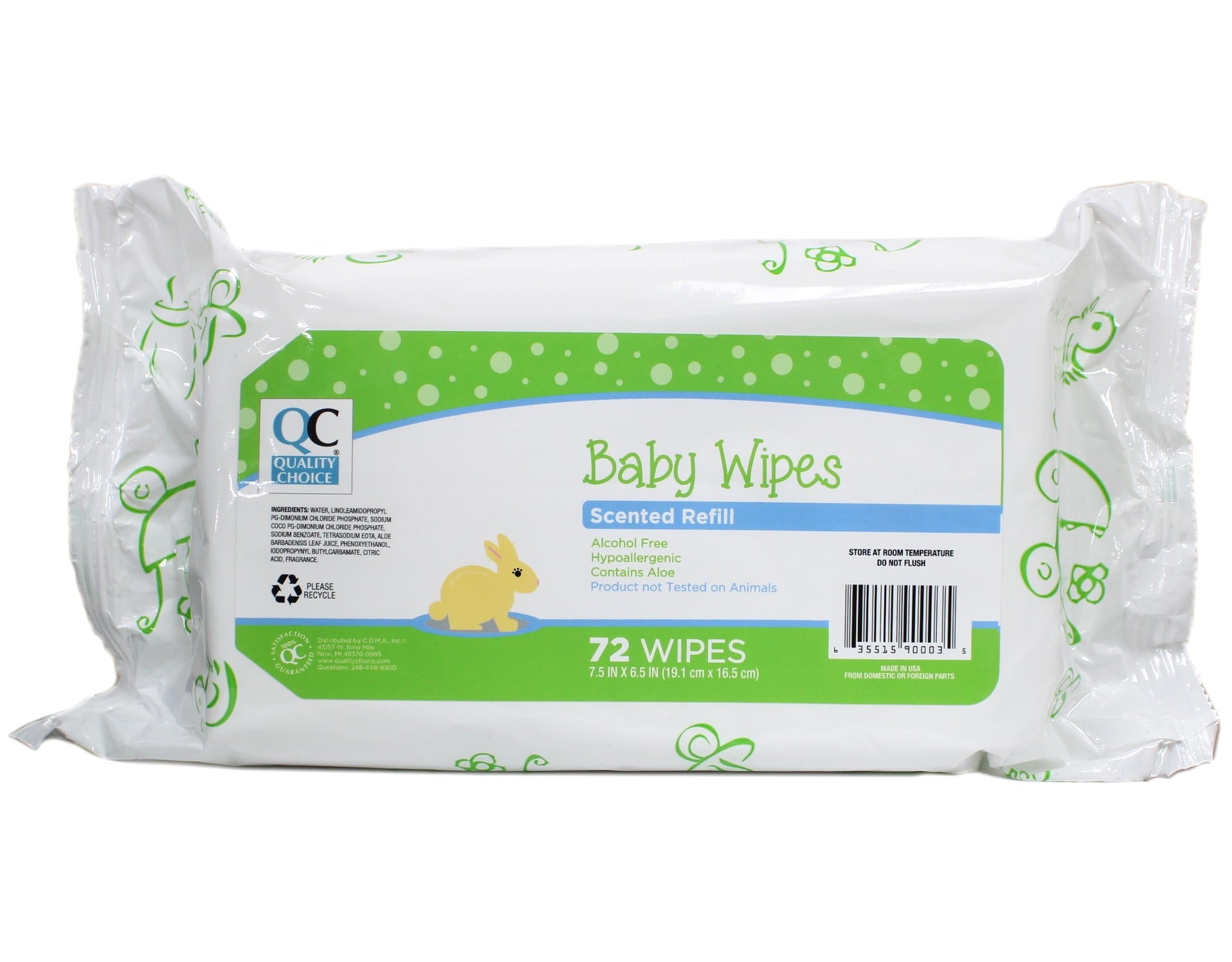 2 Pack QC Life Begins Scented Aloe Baby Wipes, 64 Count Each
